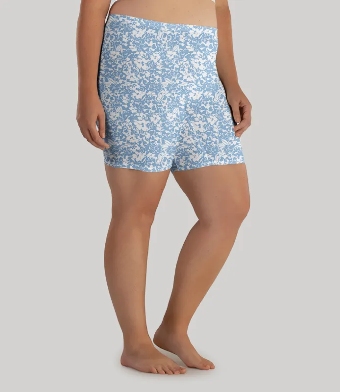 Junowear Cotton Stretch Fitted Boxer Blue Blossoms Print sold by JunoActive