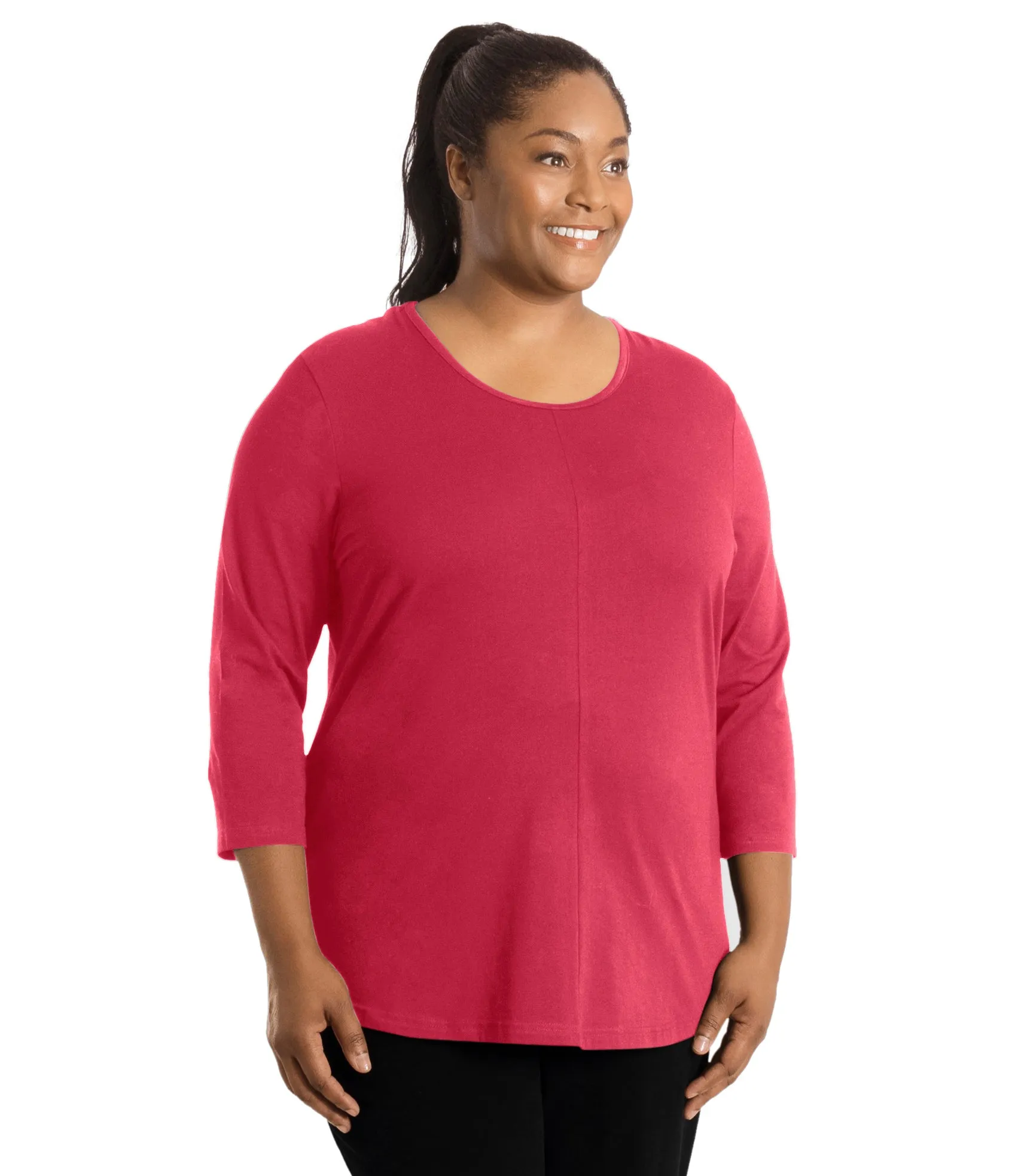 Stretch Naturals Center Seam Scoop Neck 3/4 Sleeve Top Classic Colors sold by JunoActive product image thumbnail 3