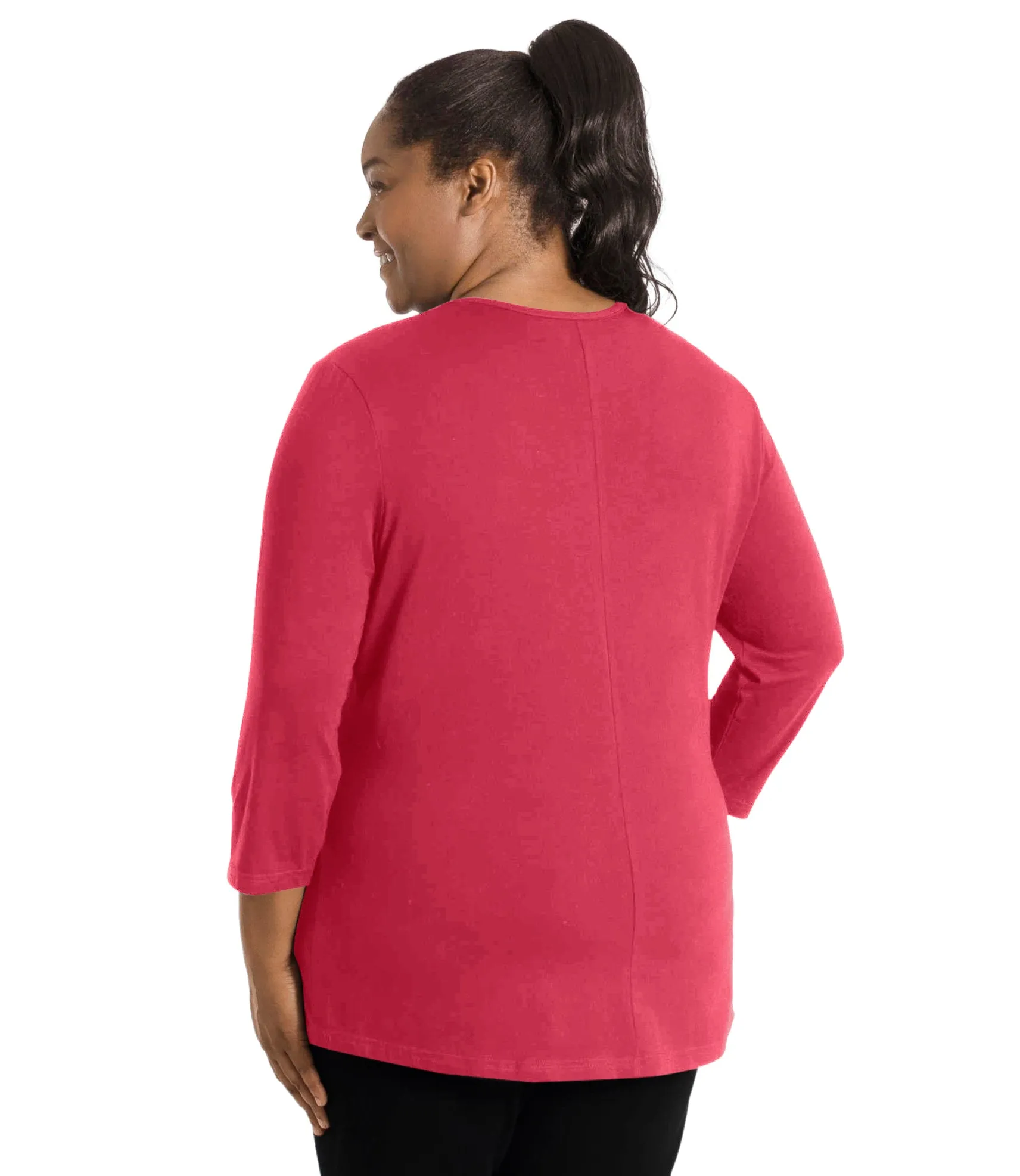 Stretch Naturals Center Seam Scoop Neck 3/4 Sleeve Top Classic Colors sold by JunoActive product image thumbnail 4