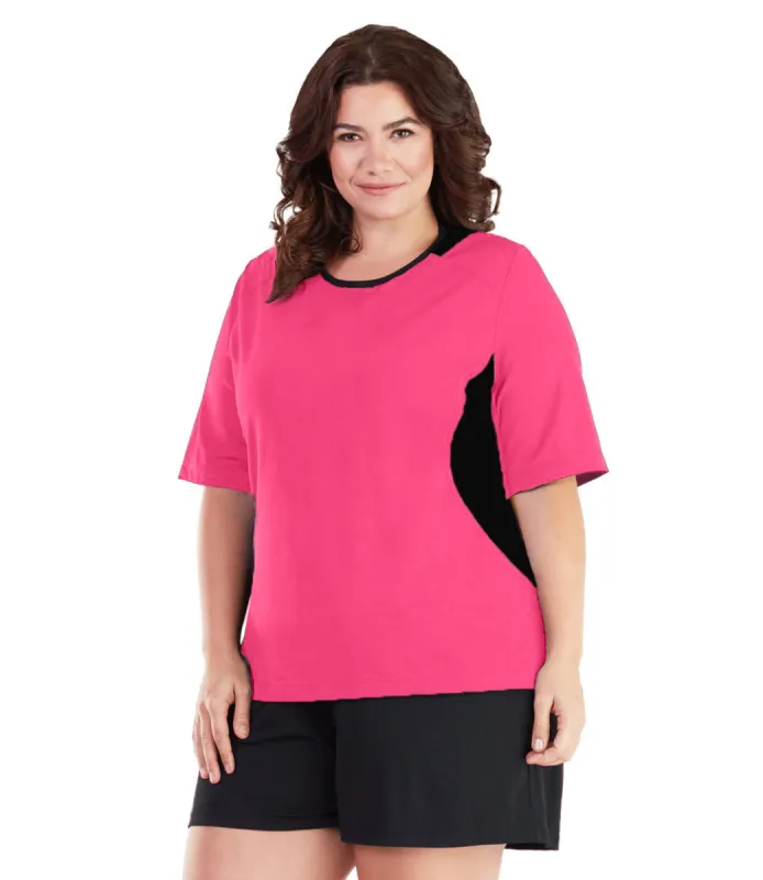 AquaSport Color Block Swim Tee Pink - FINAL SALE sold by JunoActive