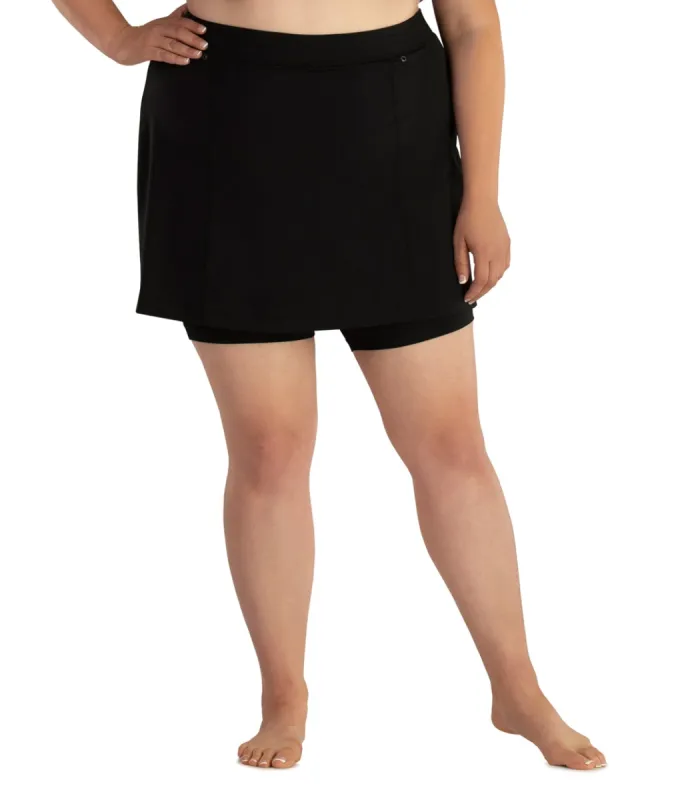 QuikEnergy Lite Swim and Beach Skirt with Short Black sold by JunoActive