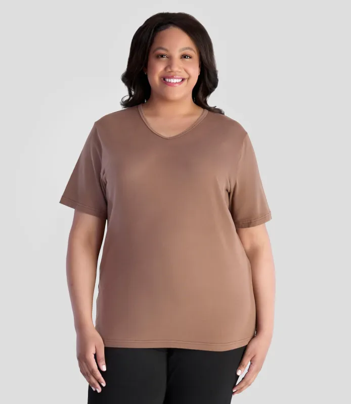 EasyLuxe Classics V-Neck Top made by JunoActive