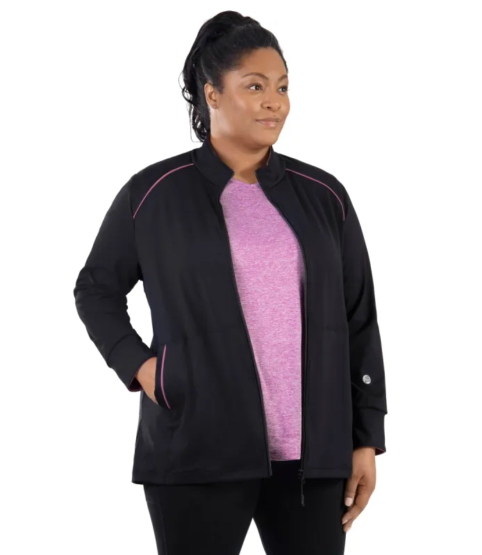 JunoStretch Mock Neck Jacket Black with Warm Mauve sold by JunoActive
