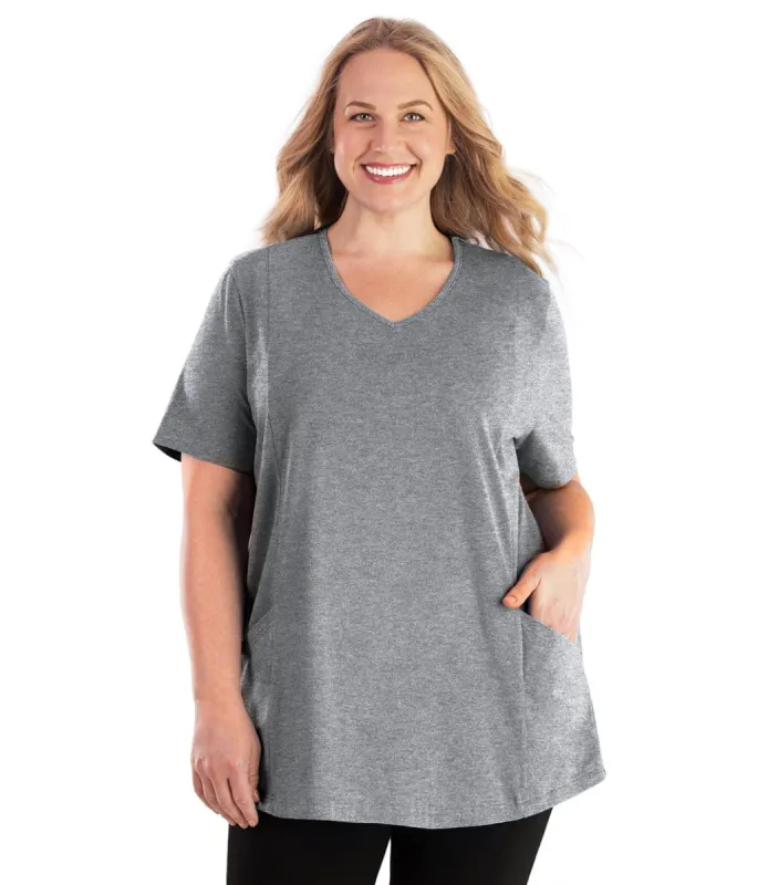 Stretch Naturals Lite Pocketed V-Neck Short Sleeve Top - FINAL SALE sold by JunoActive