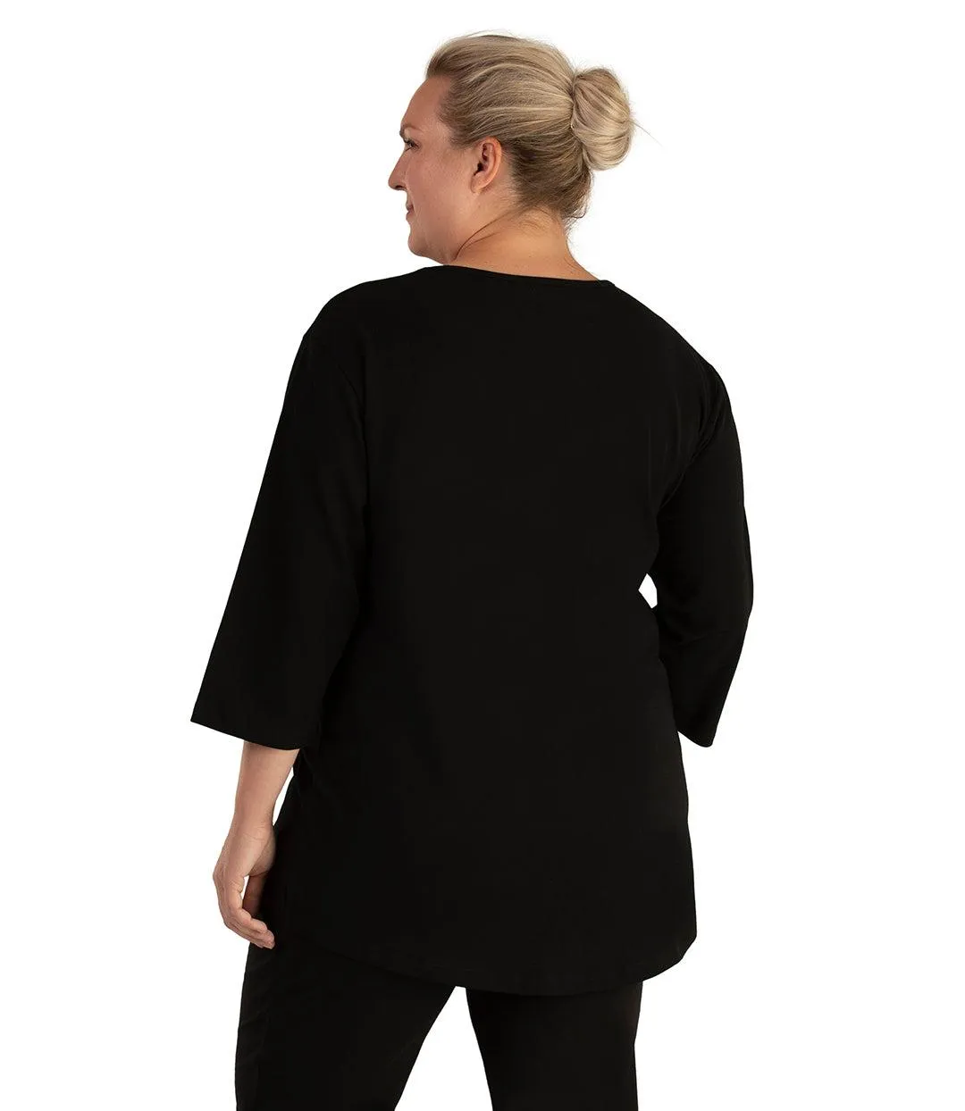 Stretch Naturals Scoop Neck 3/4 Sleeve Top Basic Colors sold by JunoActive product image thumbnail 2