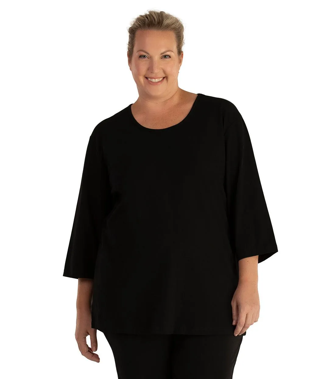Stretch Naturals Scoop Neck 3/4 Sleeve Top Basic Colors sold by JunoActive