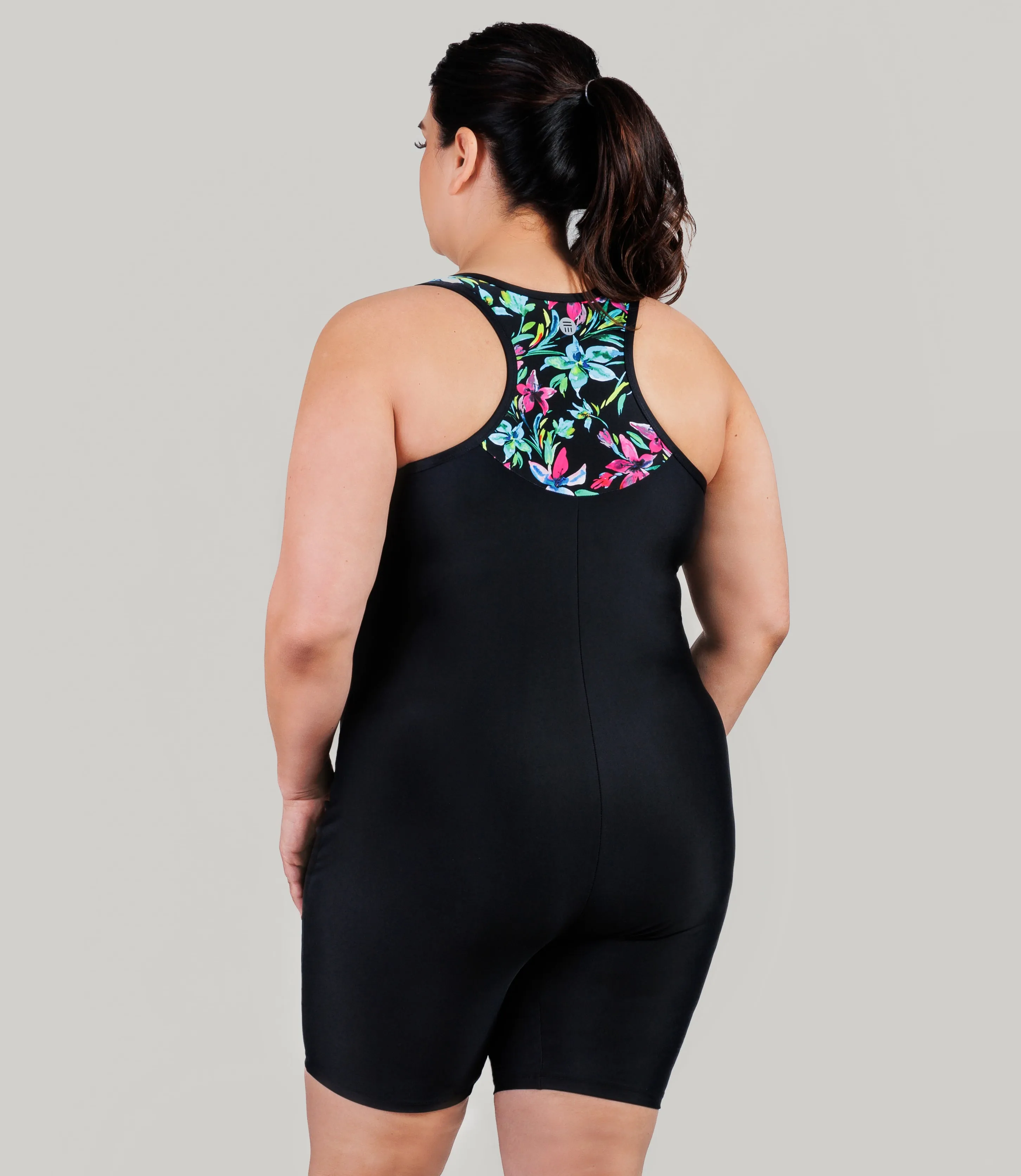 QuikEnergy Racerback Zip Front Aquatard Night Lilies Print Black sold by JunoActive product image thumbnail 2