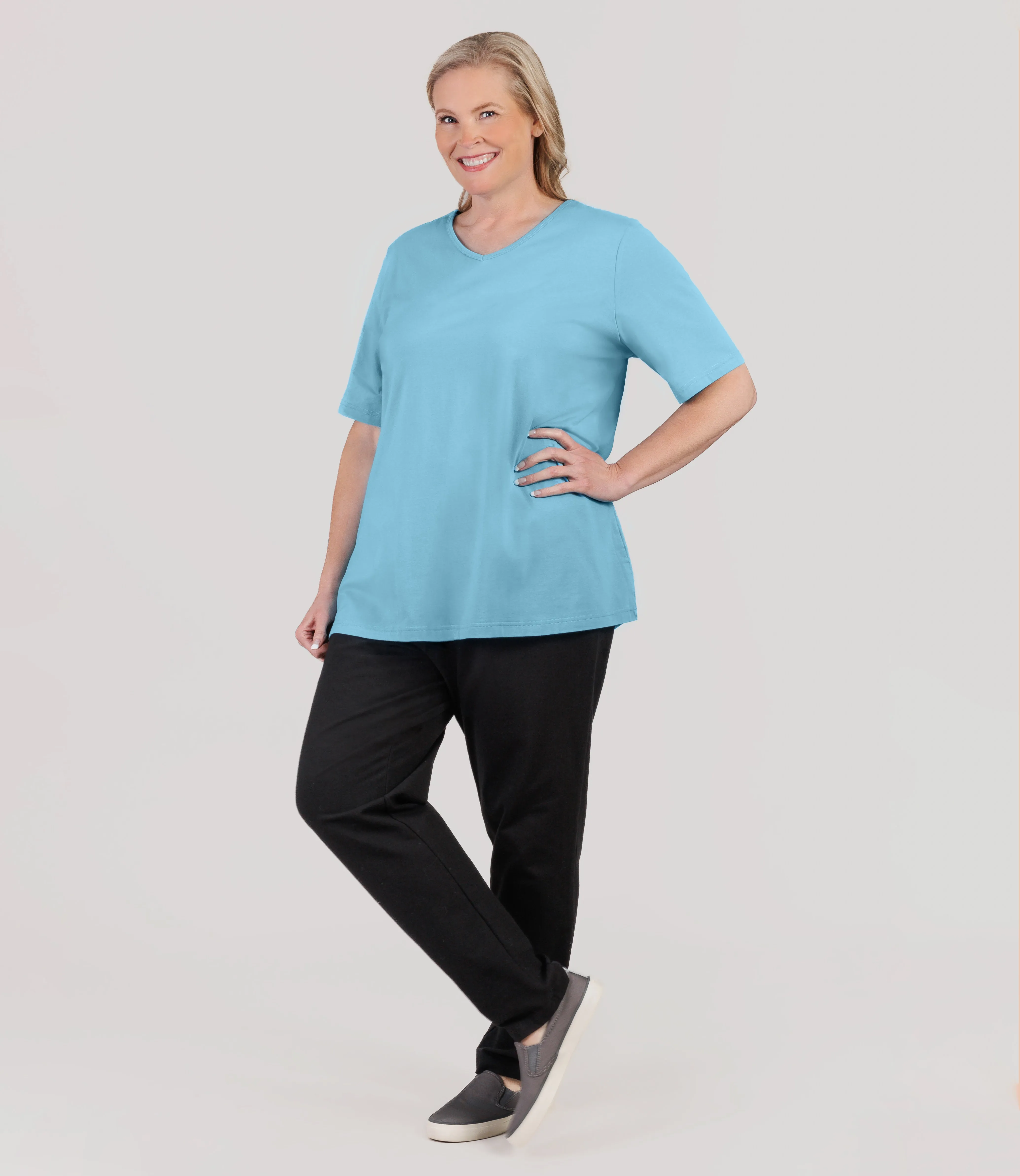 Stretch Naturals Lite Elbow Sleeve V-Neck Top sold by JunoActive product image thumbnail 5