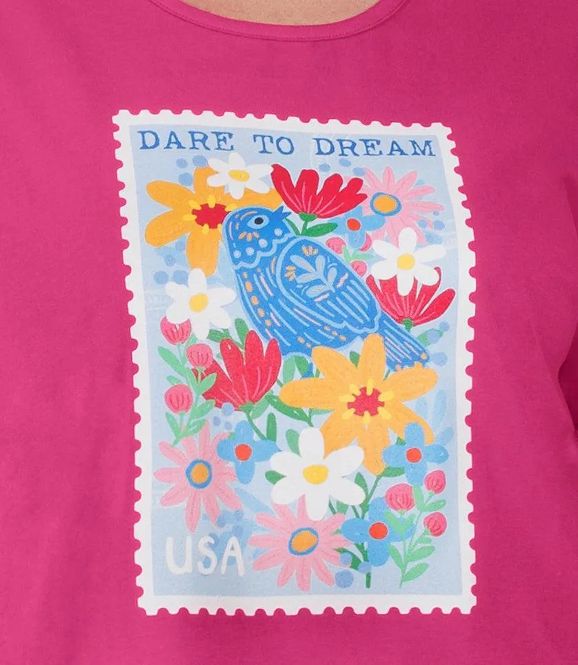 Designer Graphic Scoop Neck Top Dare to Dream sold by JunoActive product image thumbnail 3