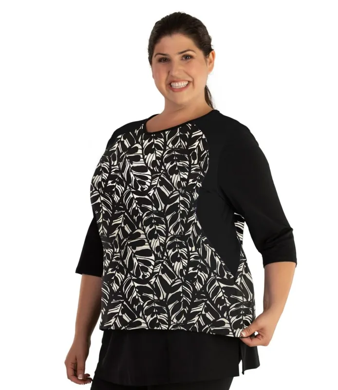 AquaSport Three Quarter Sleeve Rash Guard - Tropical Print- FINAL SALE sold by JunoActive