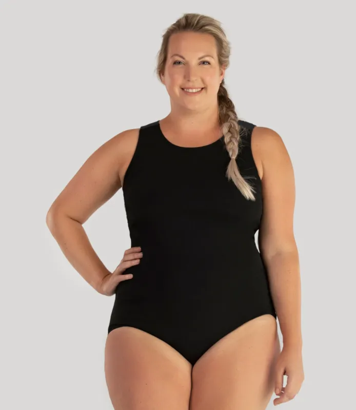 AquaSport Crossback Tanksuit Black sold by JunoActive