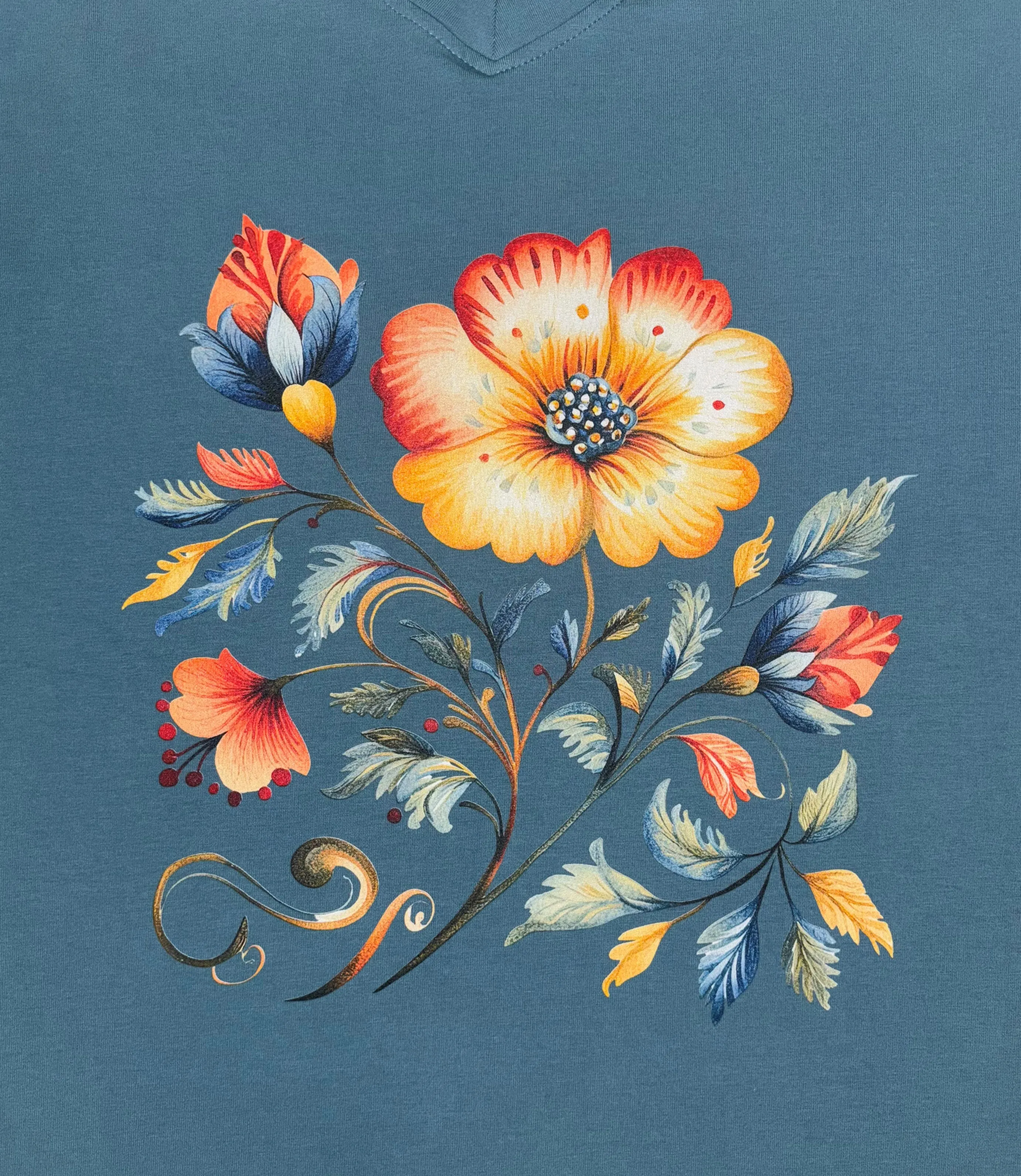 Designer Graphic Long Sleeve V-Neck Top Amber Flora sold by JunoActive product image thumbnail 3