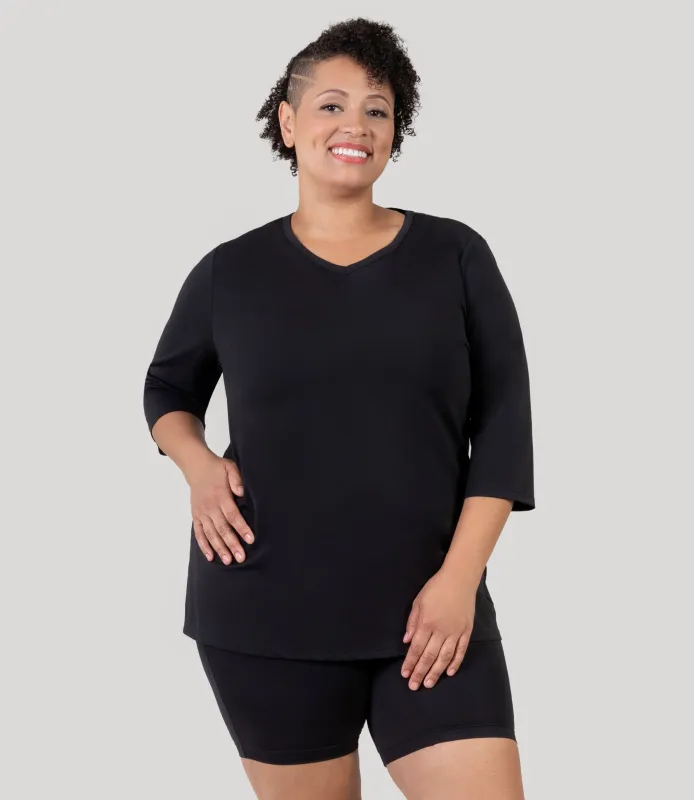 AquaSport 3/4 Sleeve Rash Guard Black sold by JunoActive