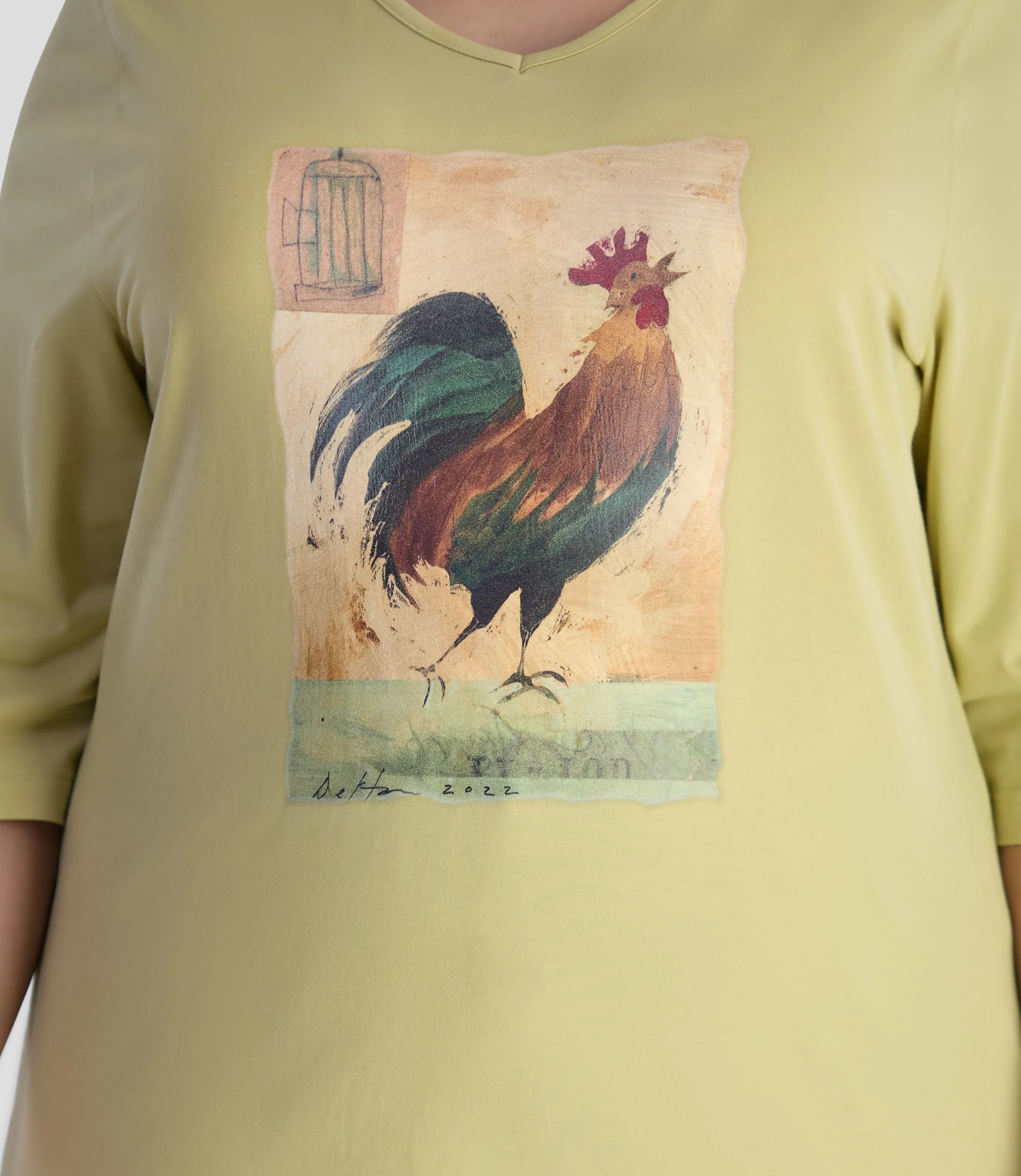 Designer Graphic 3/4 Sleeve V-Neck Tunic Rooster - FINAL SALE sold by JunoActive product image thumbnail 2