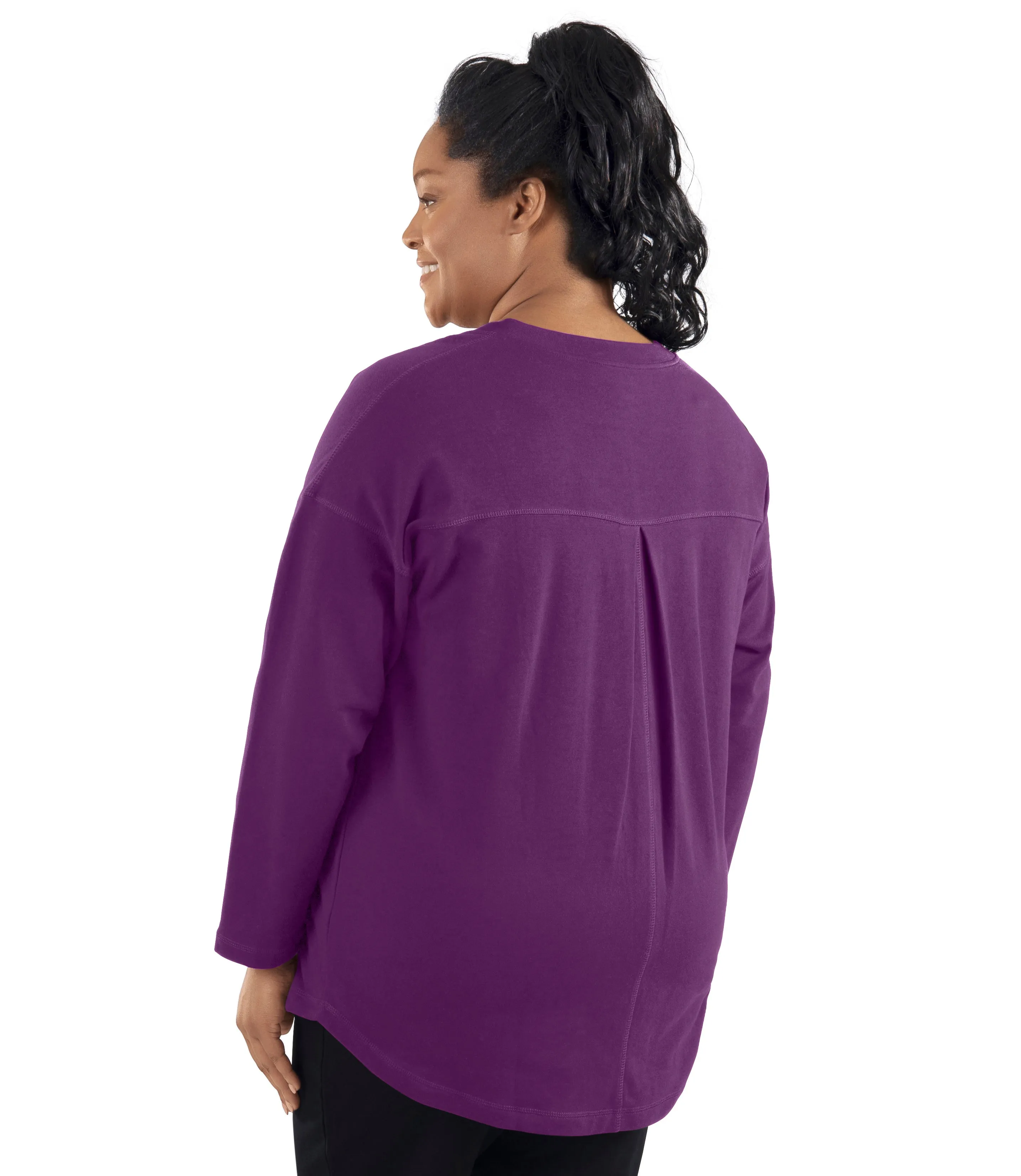 MaVie Cotton Drop Shoulder V-neck Tunic Classic Colors - FINAL SALE sold by JunoActive product image thumbnail 2