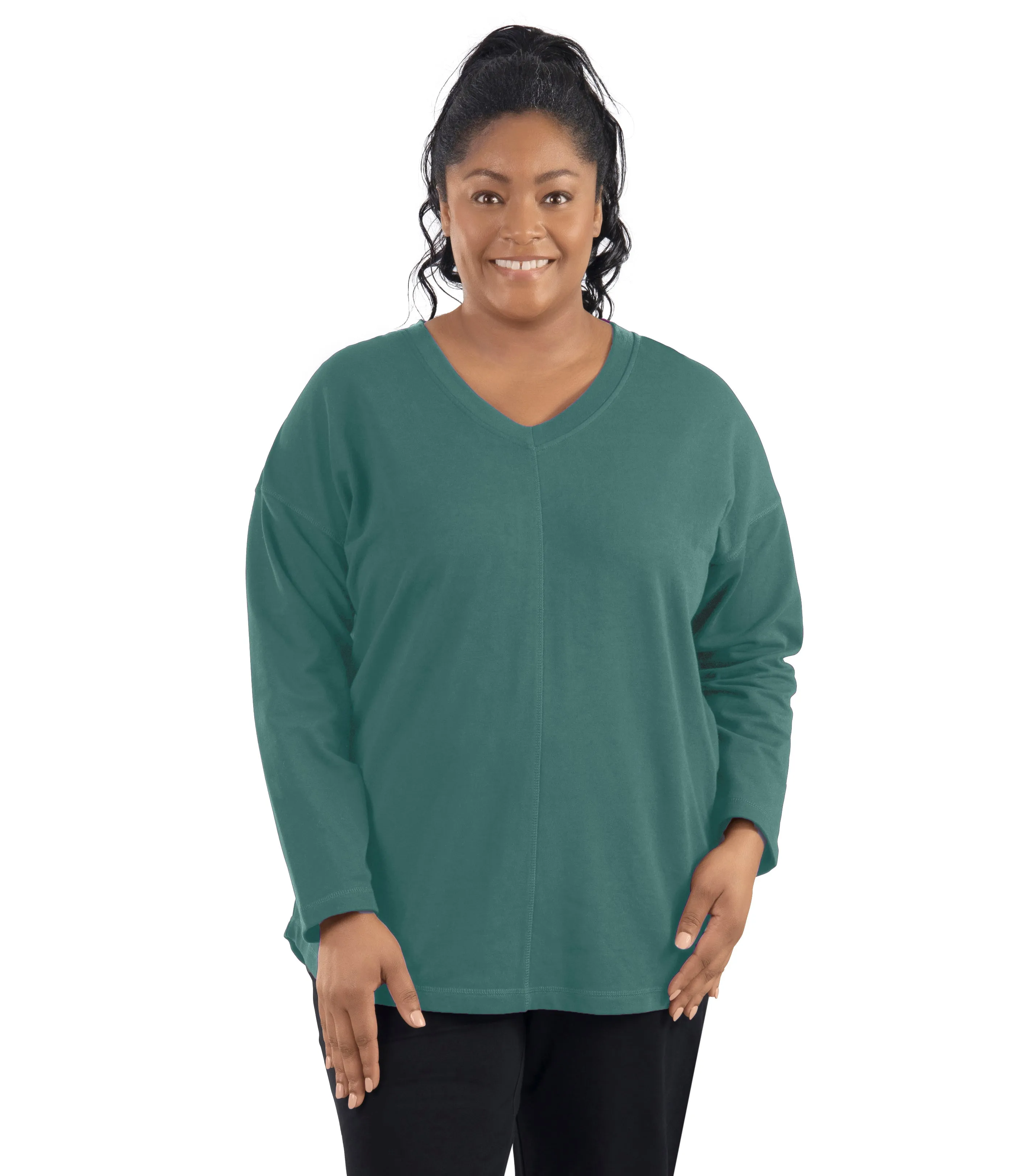 MaVie Cotton Drop Shoulder V-neck Tunic Classic Colors - FINAL SALE sold by JunoActive product image thumbnail 4