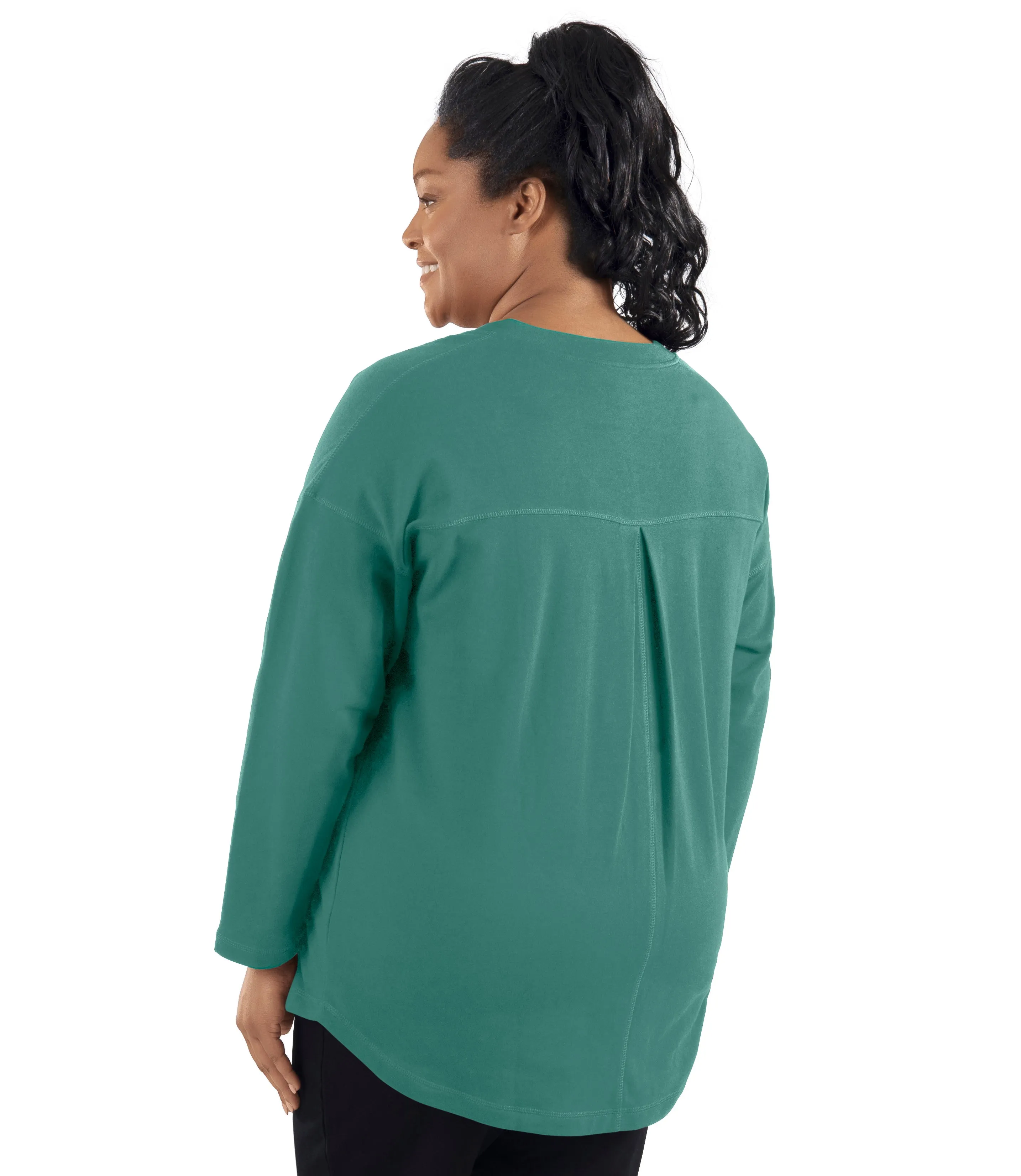 MaVie Cotton Drop Shoulder V-neck Tunic Classic Colors - FINAL SALE sold by JunoActive product image thumbnail 5
