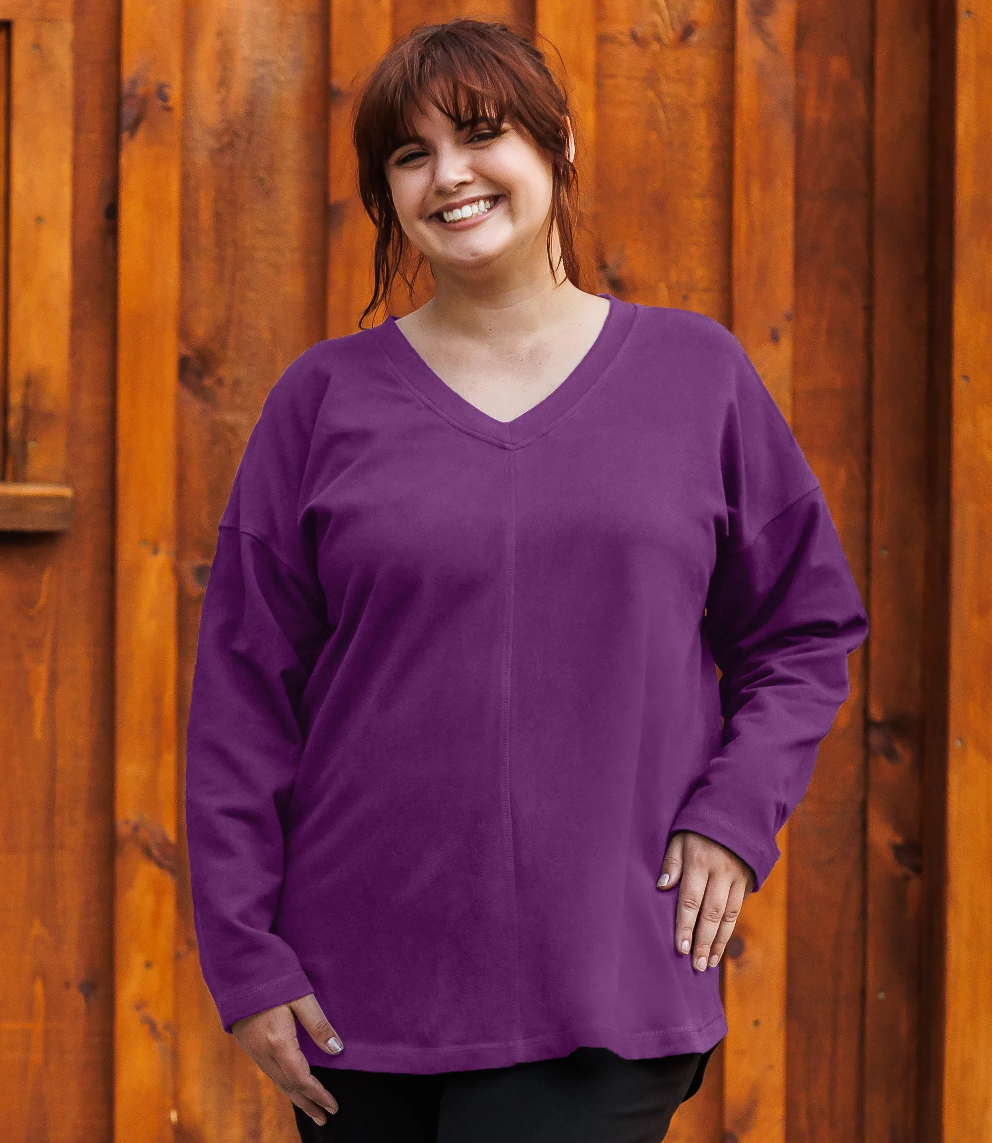 MaVie Cotton Drop Shoulder V-neck Tunic Classic Colors - FINAL SALE sold by JunoActive product image thumbnail 3