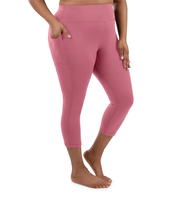 JunoStretch Side Pocket Capris Warm Mauve - FINAL SALE sold by JunoActive