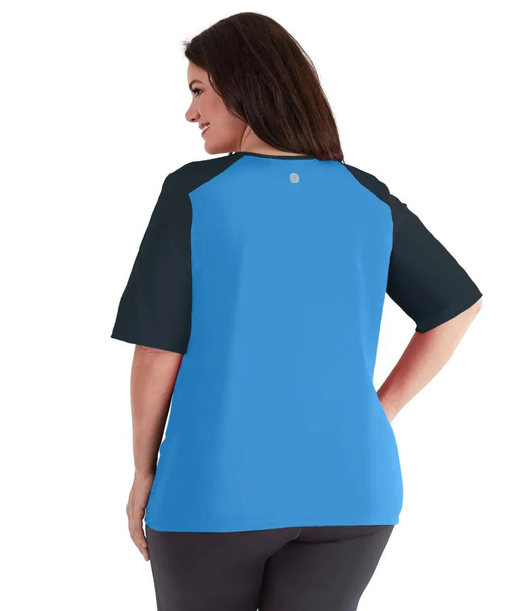 QuikEnergy Lite Swim and Beach Short Sleeve Top Turquoise - FINAL SALE sold by JunoActive product image thumbnail 2