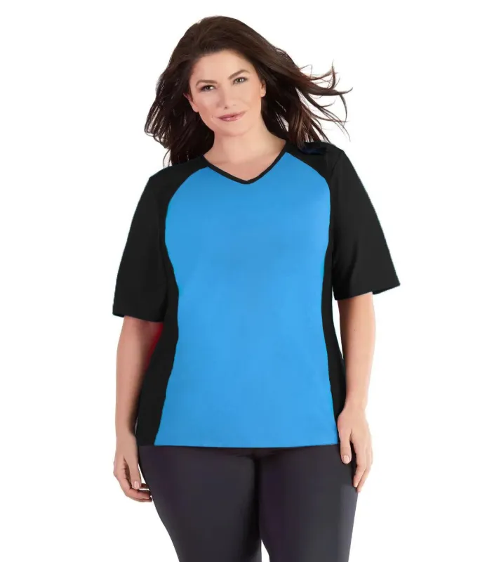 QuikEnergy Lite Swim and Beach Short Sleeve Top Turquoise - FINAL SALE sold by JunoActive