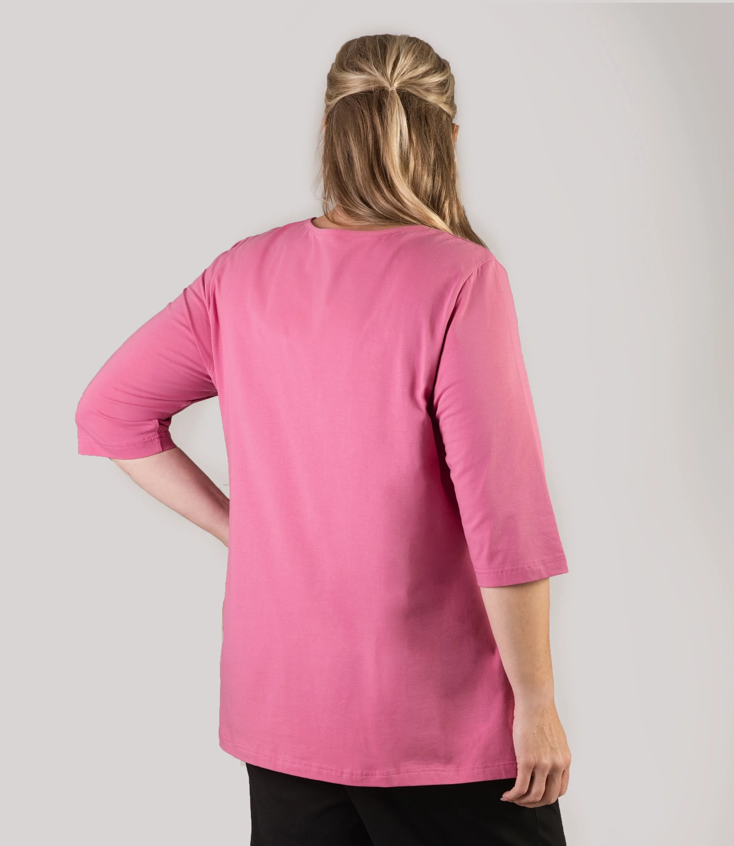 Designer Graphic 3/4 Sleeve V-Neck Tunic Flowers sold by JunoActive product image thumbnail 2