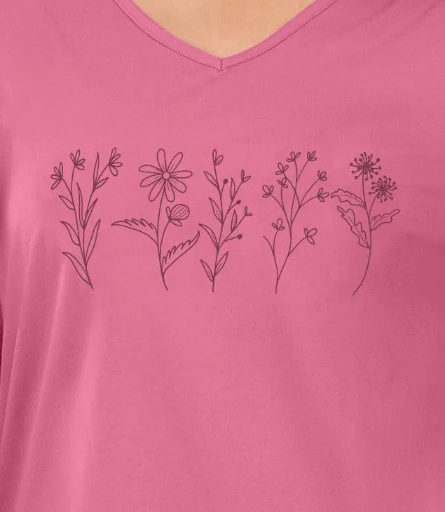Designer Graphic 3/4 Sleeve V-Neck Tunic Flowers sold by JunoActive product image thumbnail 4