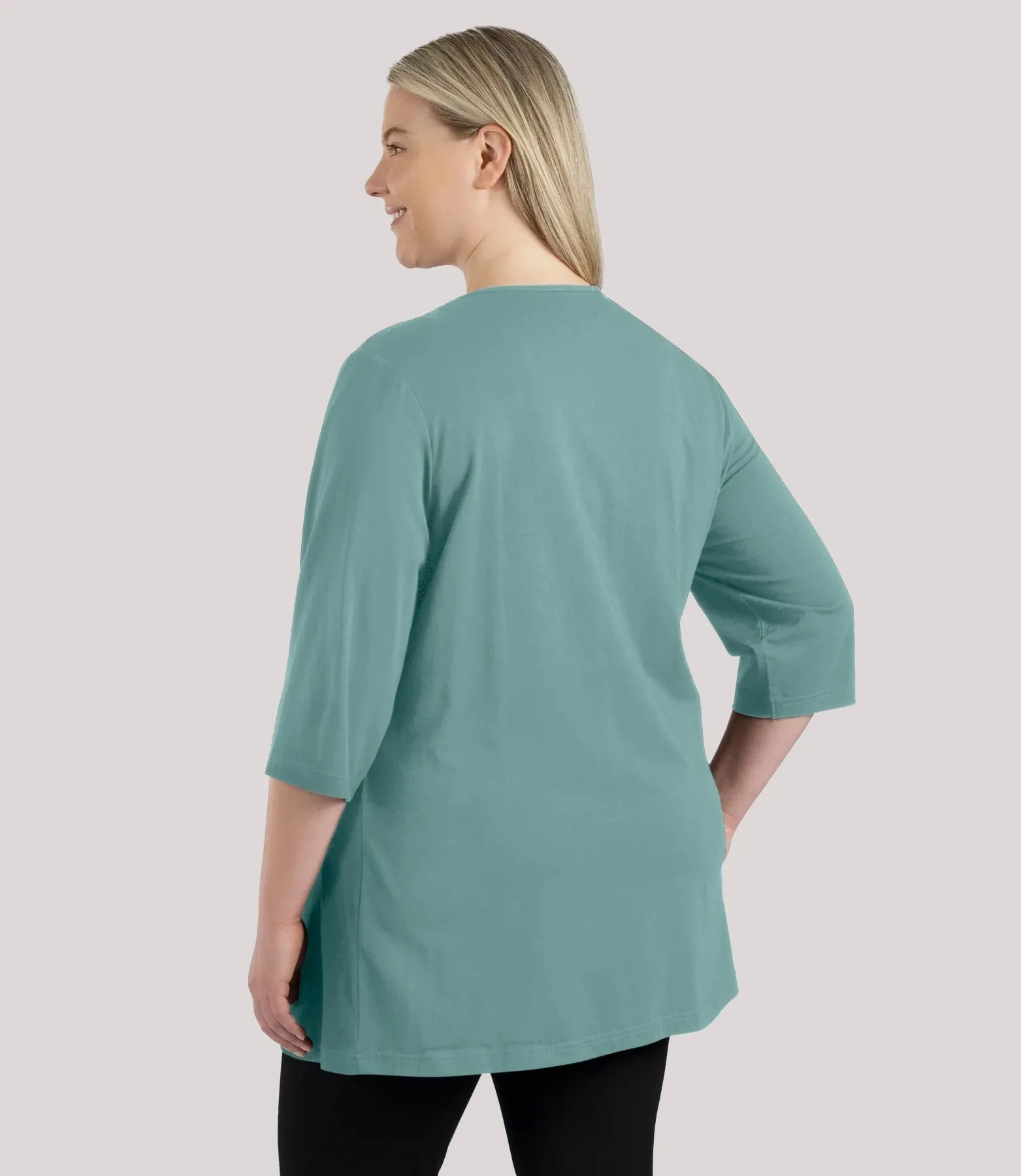 Designer Graphic 3/4 Sleeve V-Neck Tunic Hummingbirds sold by JunoActive product image thumbnail 2
