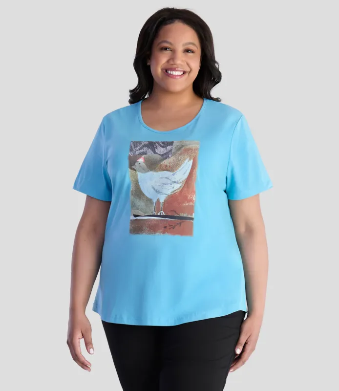 Designer Graphic Scoop Neck Top Chicken - FINAL SALE made by JunoActive