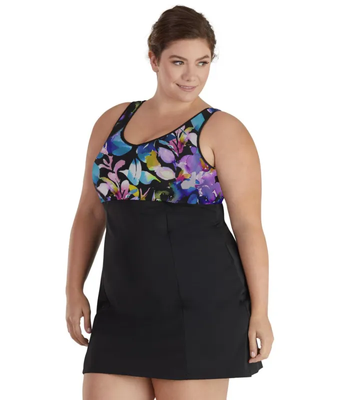 QuikEnergy Swim Dress South Pacific Black - FINAL SALE sold by JunoActive