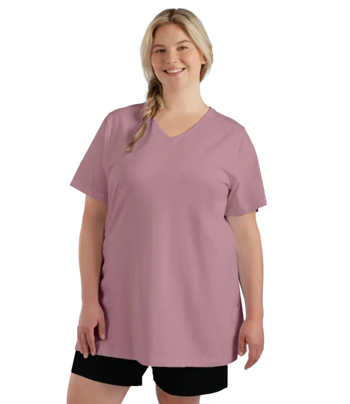 Stretch Naturals Lite V-Neck Short Sleeve Top Classic Colors - FINAL SALE made by JunoActive