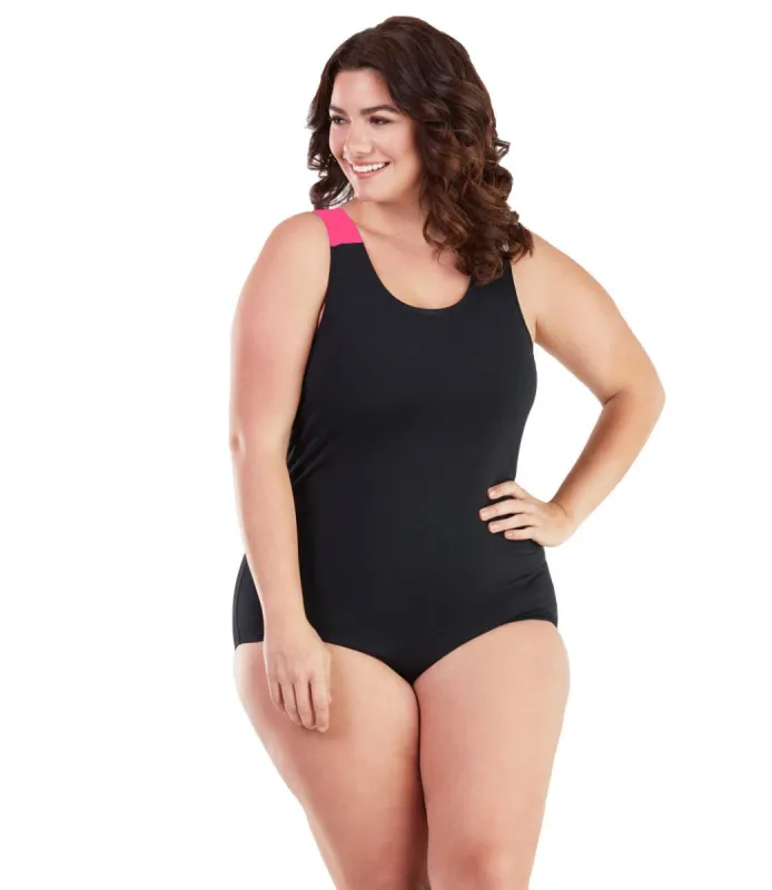 AquaSport Crossback One Piece Swimsuit Pink Black - FINAL SALE sold by JunoActive