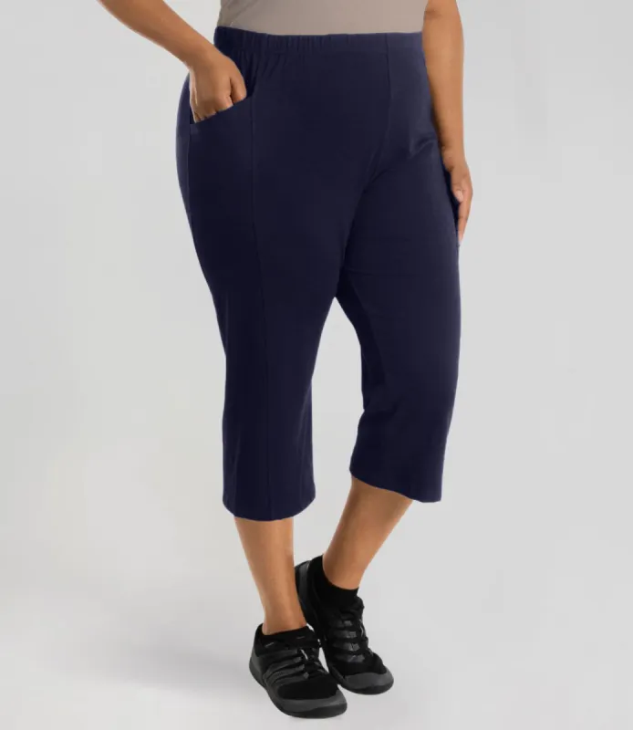 Stretch Naturals Side Pocket Capri Dark Navy sold by JunoActive