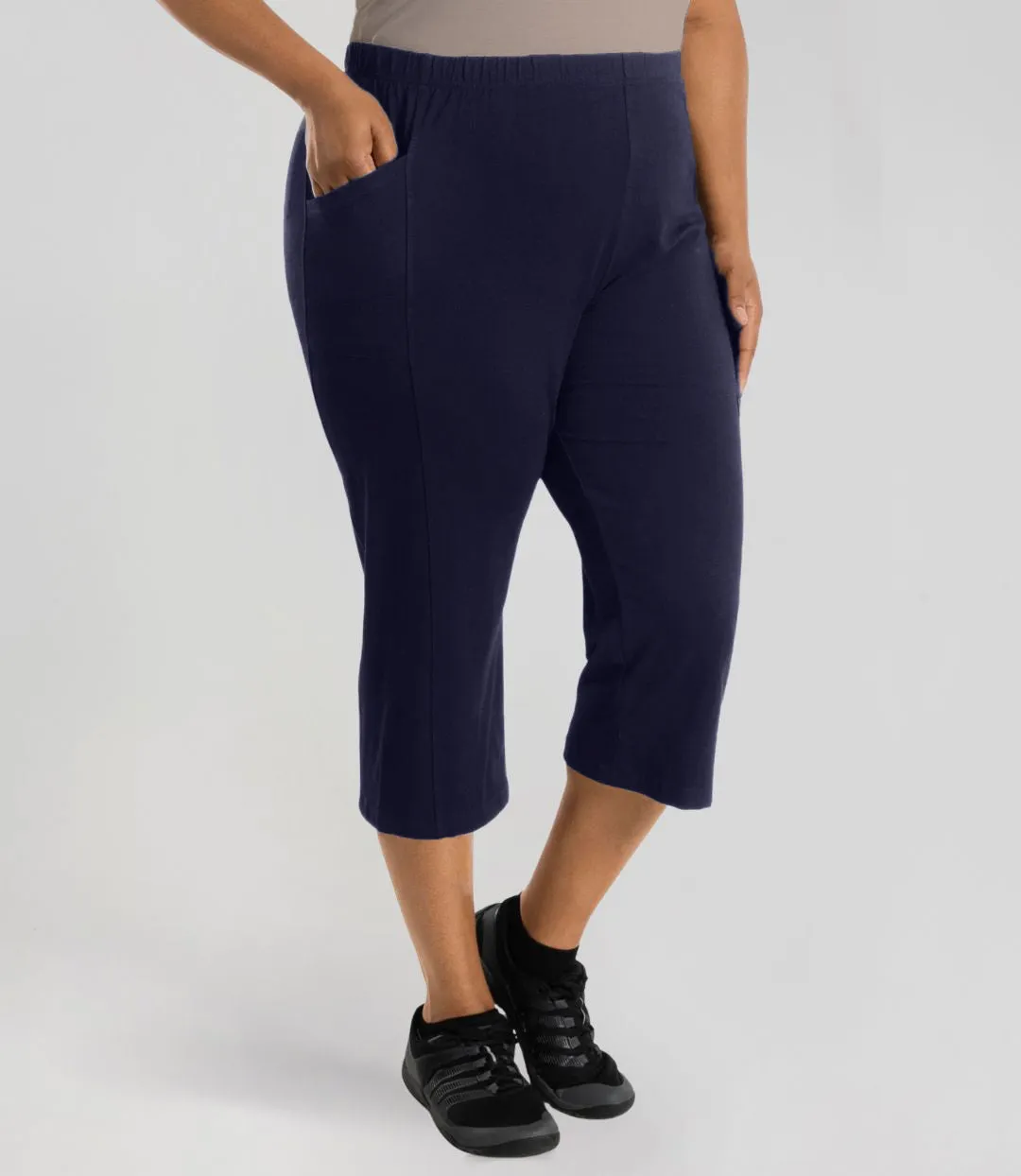 Stretch Naturals Side Pocket Capri Dark Navy sold by JunoActive