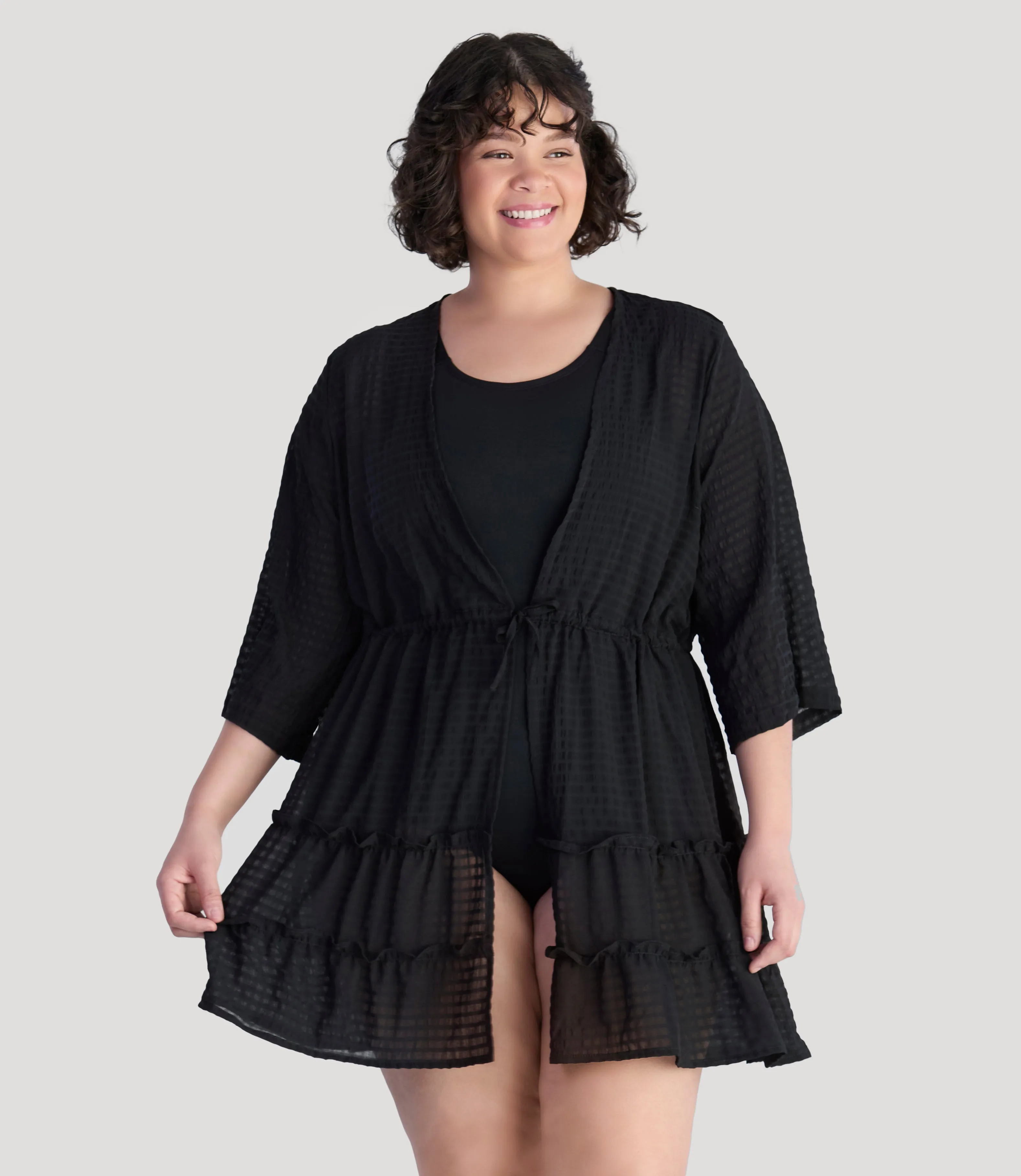 BellaStyle Tie Front Tiered Cover-Up sold by JunoActive product image thumbnail 3