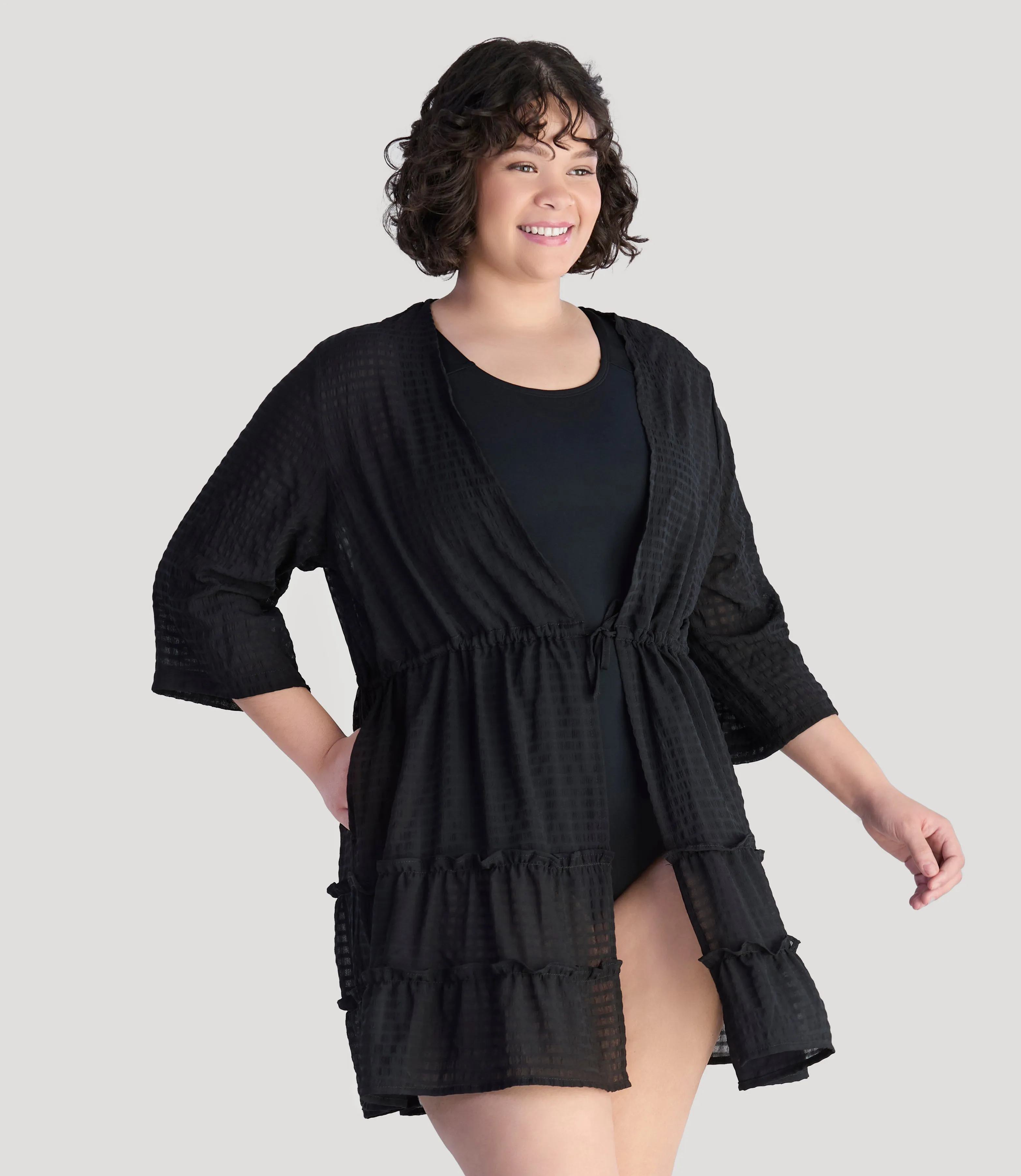 BellaStyle Tie Front Tiered Cover-Up sold by JunoActive
