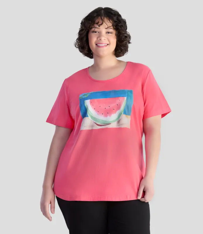 Designer Graphic Scoop Neck Top Watermelon - FINAL SALE made by JunoActive