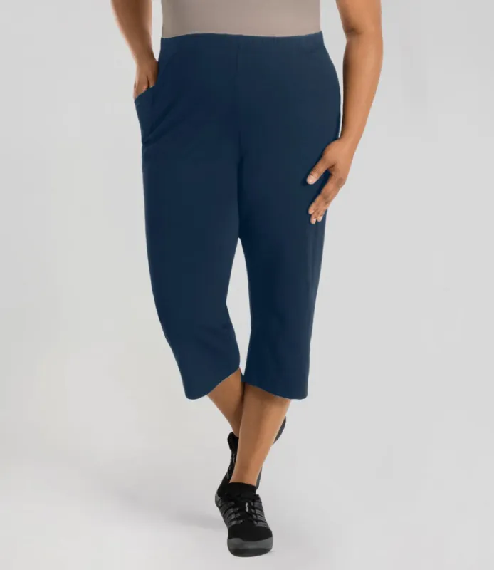 Stretch Naturals Side Pocket Capri Indigo sold by JunoActive