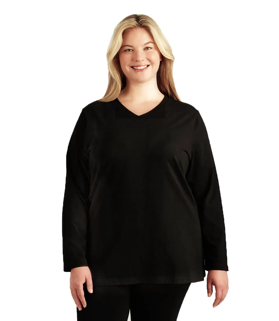 Stretch Naturals Long Sleeve V-Neck Top Basic Colors sold by JunoActive