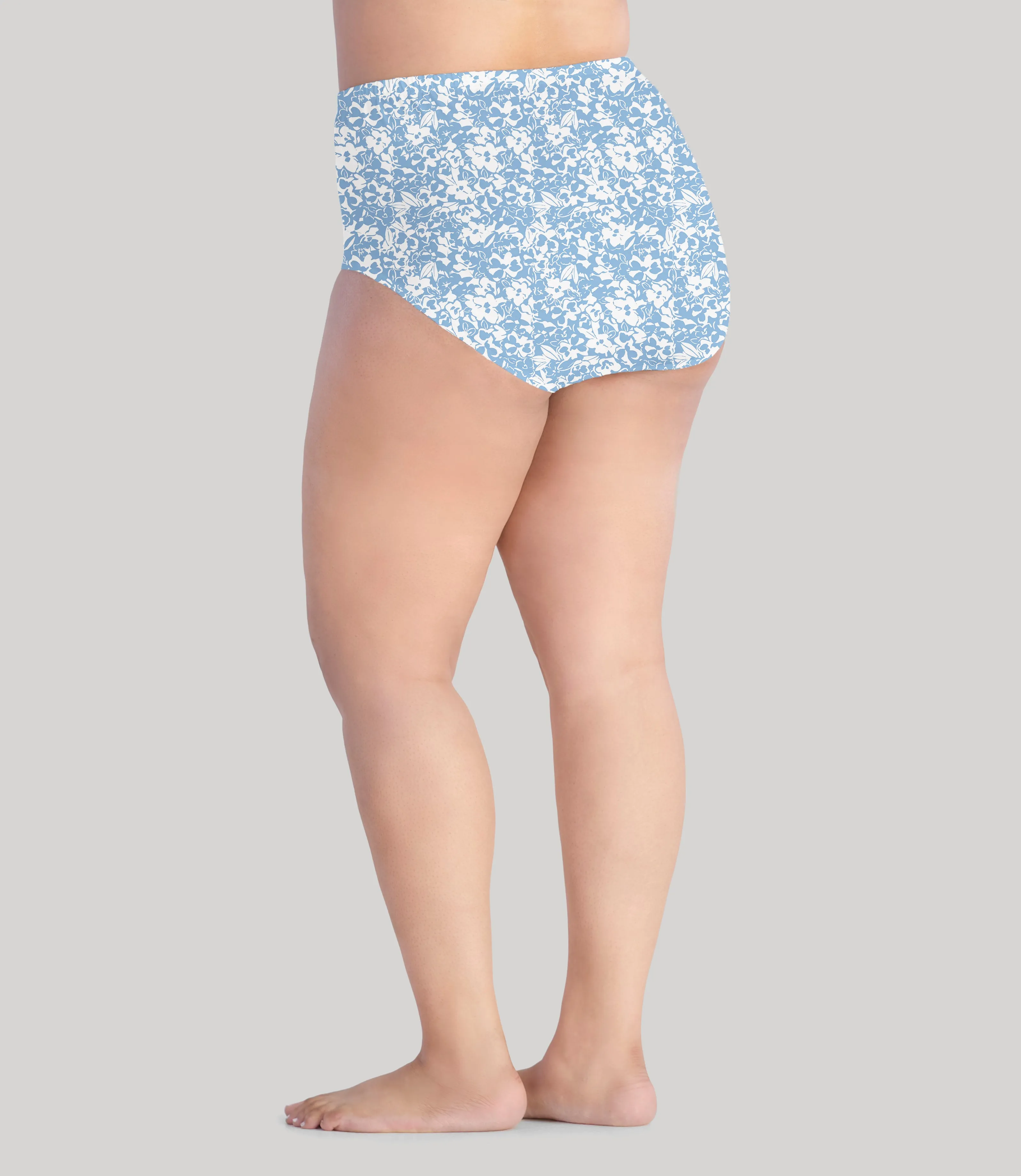 Junowear Cotton Stretch High Waist Brief Blue Blossoms Print sold by JunoActive product image thumbnail 2