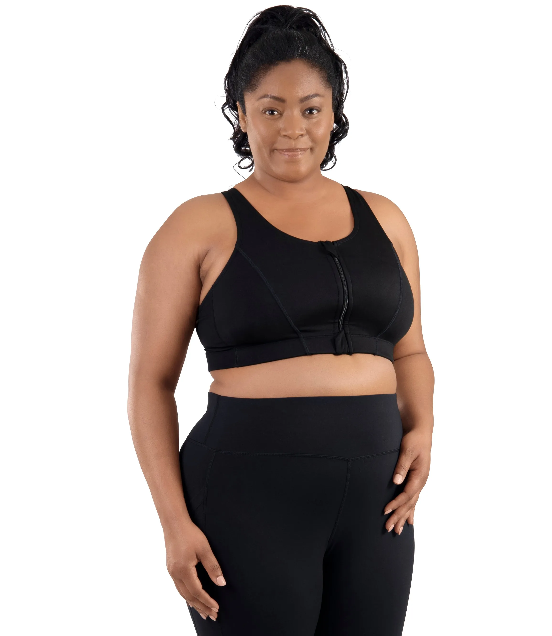 Comfort Support Zip Front Plus Size Sports Bra sold by JunoActive