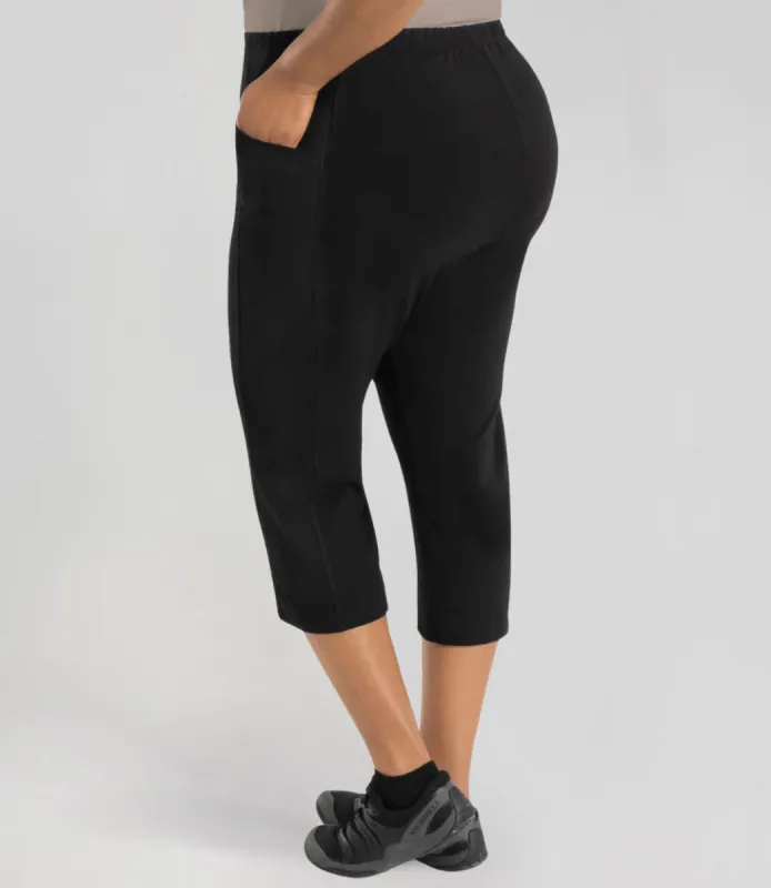 Stretch Naturals Side Pocket Capri Black sold by JunoActive