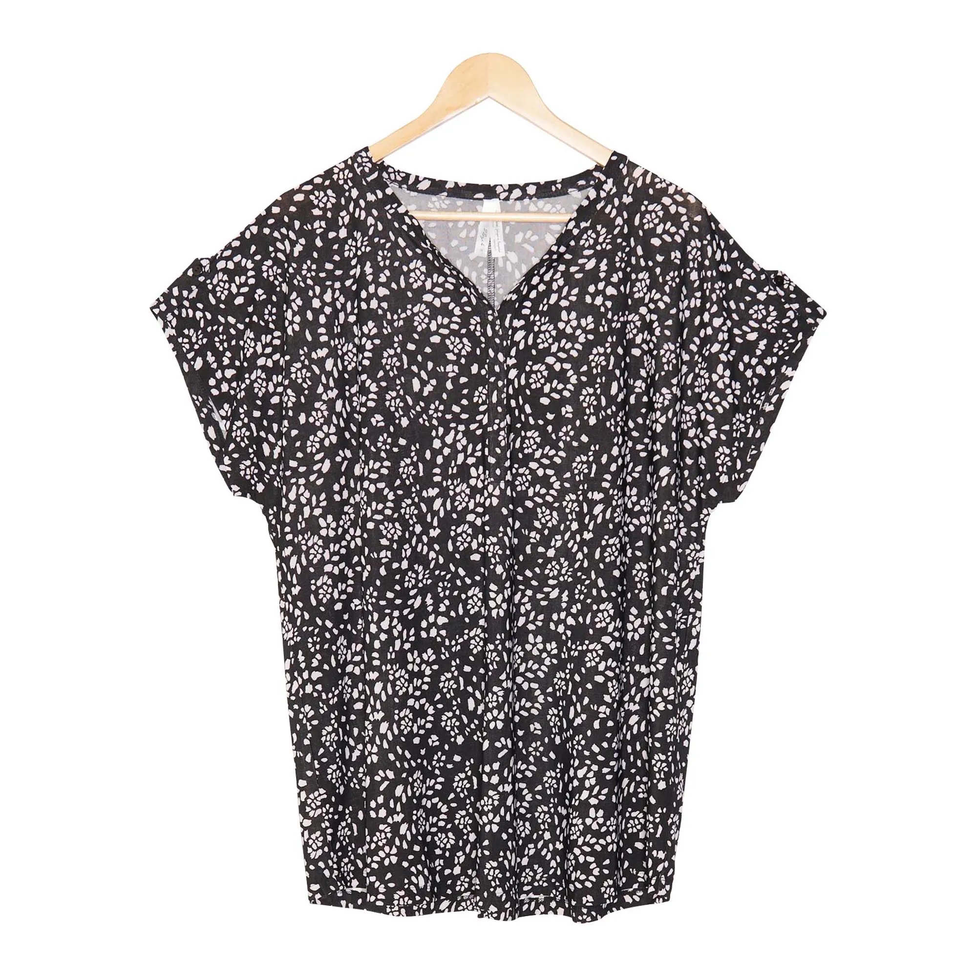 Women's Plus Short Sleeve Printed Henley Top sold by Giant Tiger
