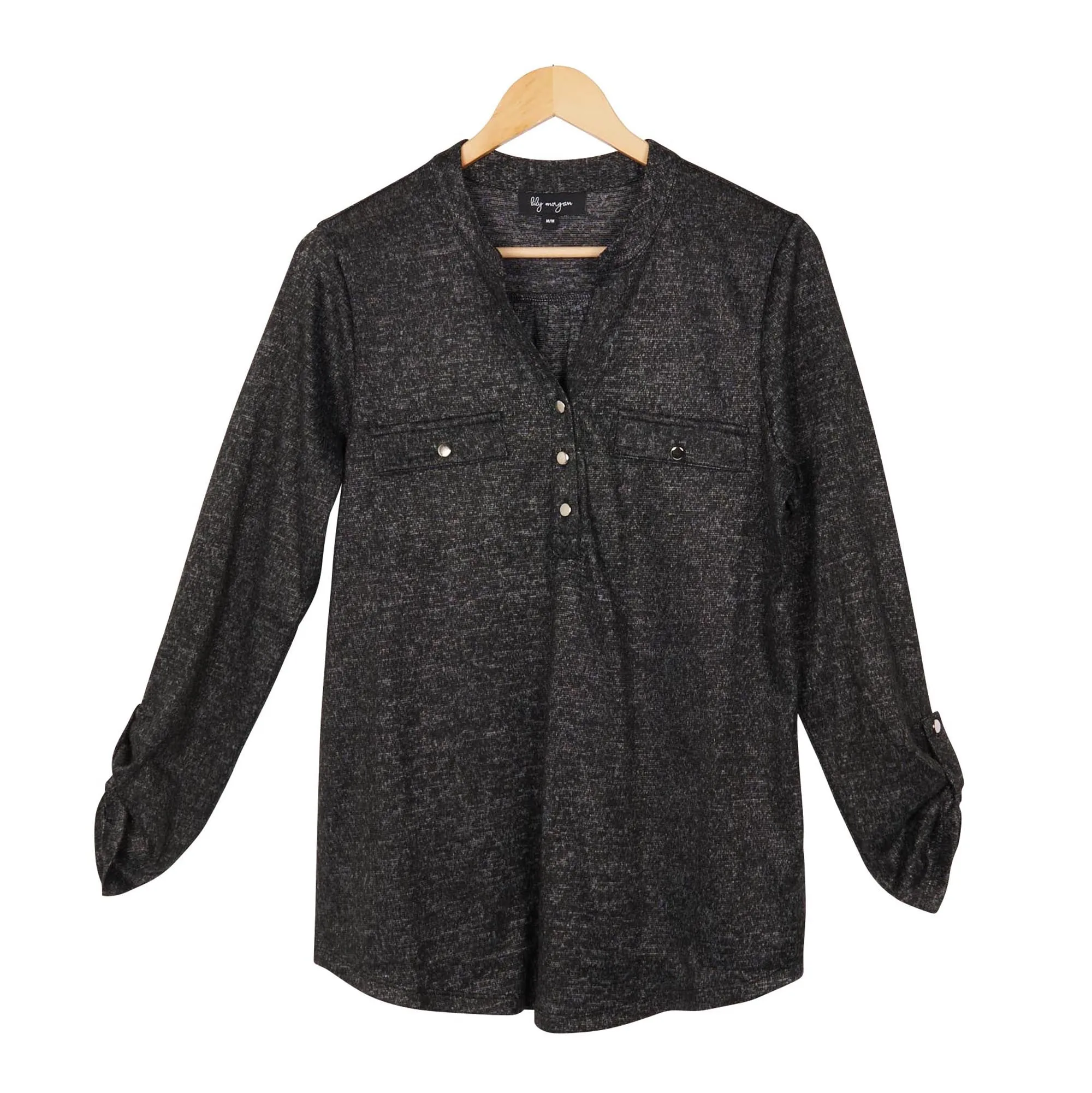 lily morgan Women's Modern Chic Long Sleeve Knit Top with Zip Pockets sold by Giant Tiger