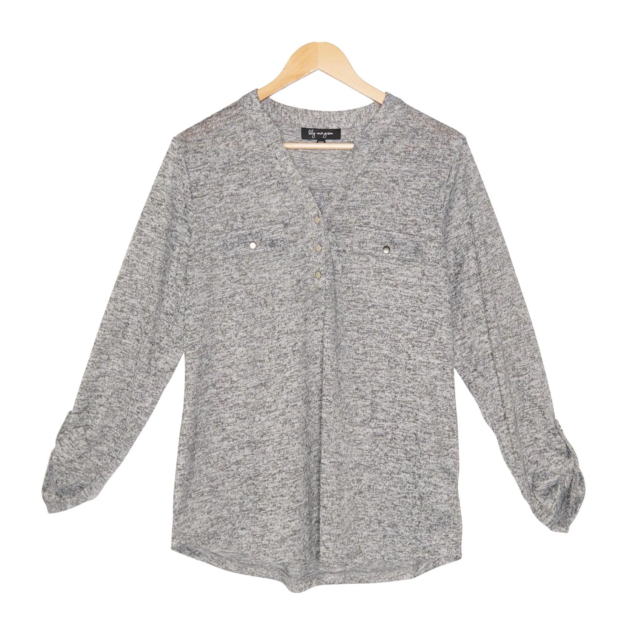 lily morgan Women's Modern Chic Long Sleeve Knit Top with Zip Pockets sold by Giant Tiger product image thumbnail 2