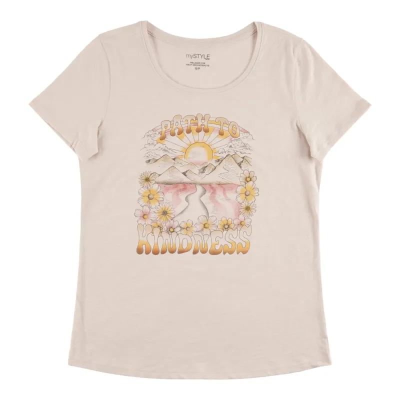 mySTYLE Women's Quest Relaxed Screen Printed Slub T-Shirt sold by Giant Tiger