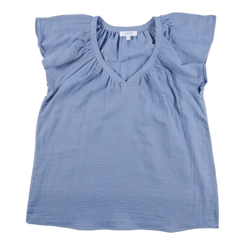 mySTYLE Women's Festival Crinkle V-Neck Shirt sold by Giant Tiger