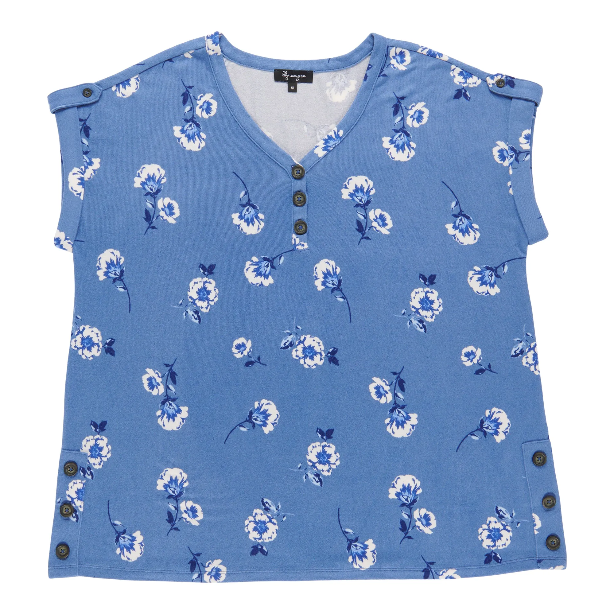 lily morgan Women's Plus Printed V-Neck Blouse sold by Giant Tiger