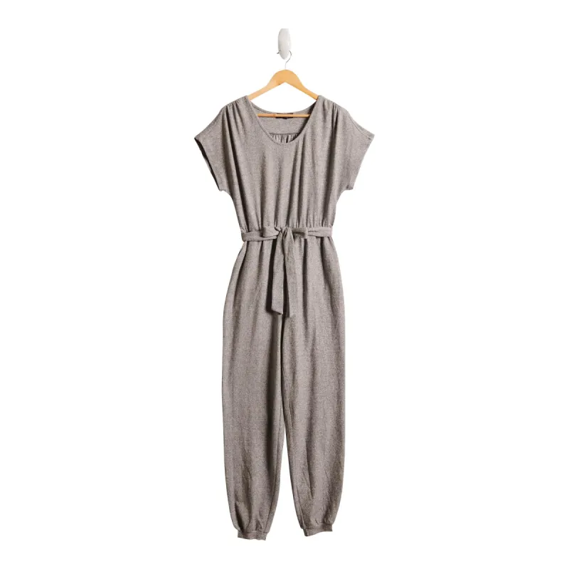 lily morgan Women's Modern Age Short Sleeve Round Neck Jumpsuit with Tie Waist and Front Pockets sold by Giant Tiger