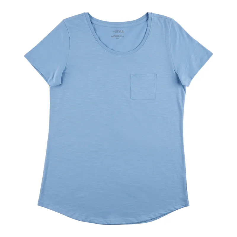 mySTYLE Women's Seasonal Relaxed Solid T-Shirt with Front Pocket sold by Giant Tiger